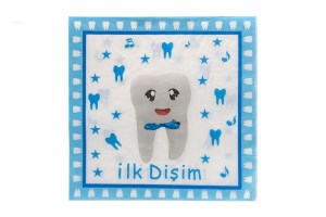 دستمال تم تولد دندونی آبی